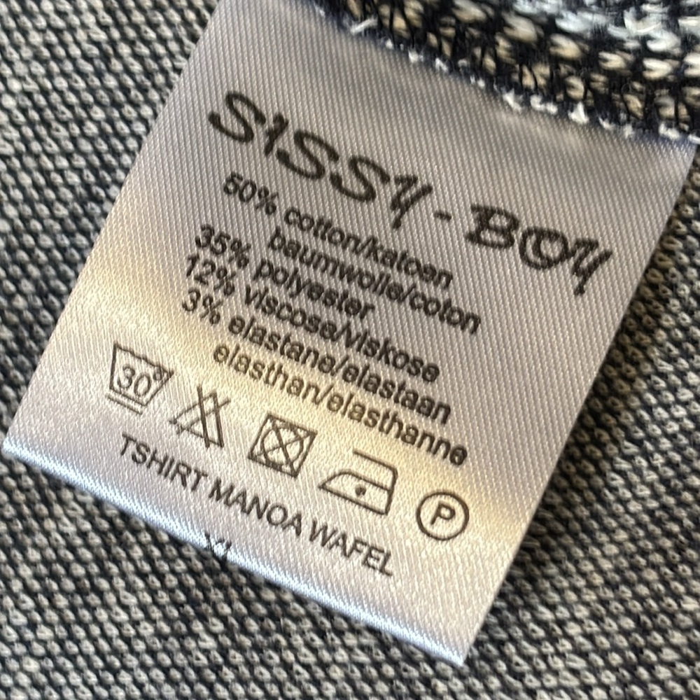 Sissy-Boy Manoa Waffle Pullover Top, Navy/White Short Sleeve, XL, EUC, cotton - Picture 2 of 14